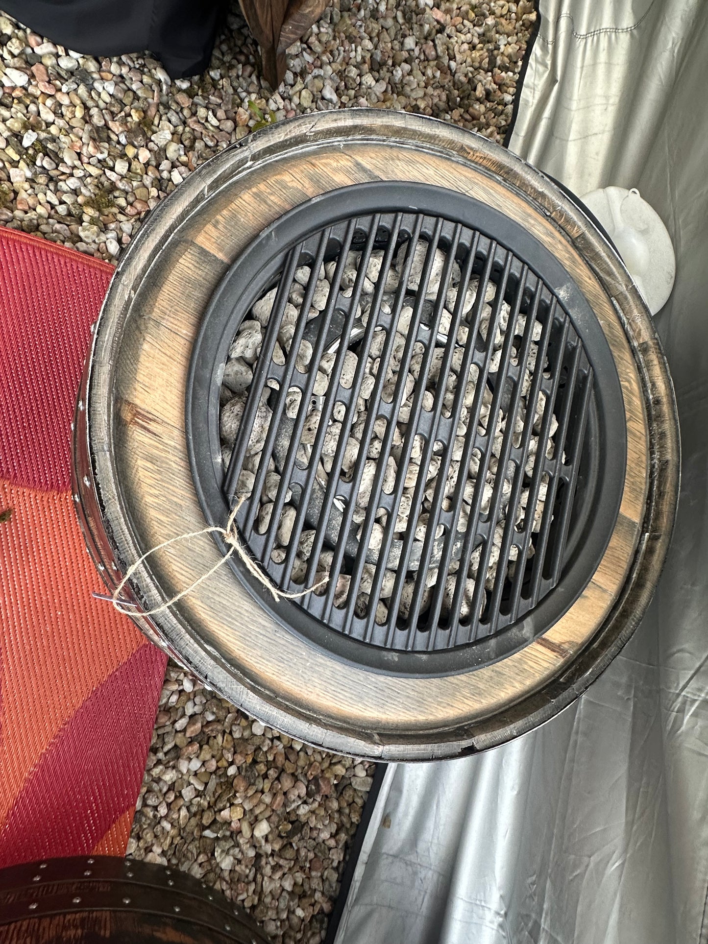 Handmade Whisky Barrel Gas Fire Pit with Cast Iron Grill | Luxury Garden Fire Pit | Reclaimed Oak Barrel BBQ | Unique Outdoor Heater