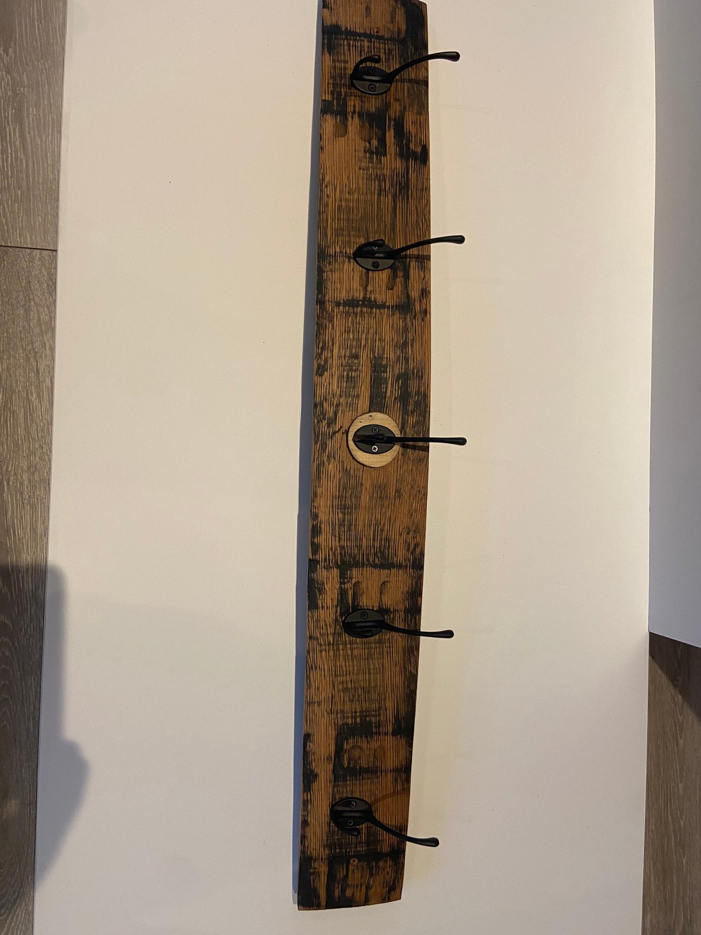 whisky barrel stave coat hook / coat rack