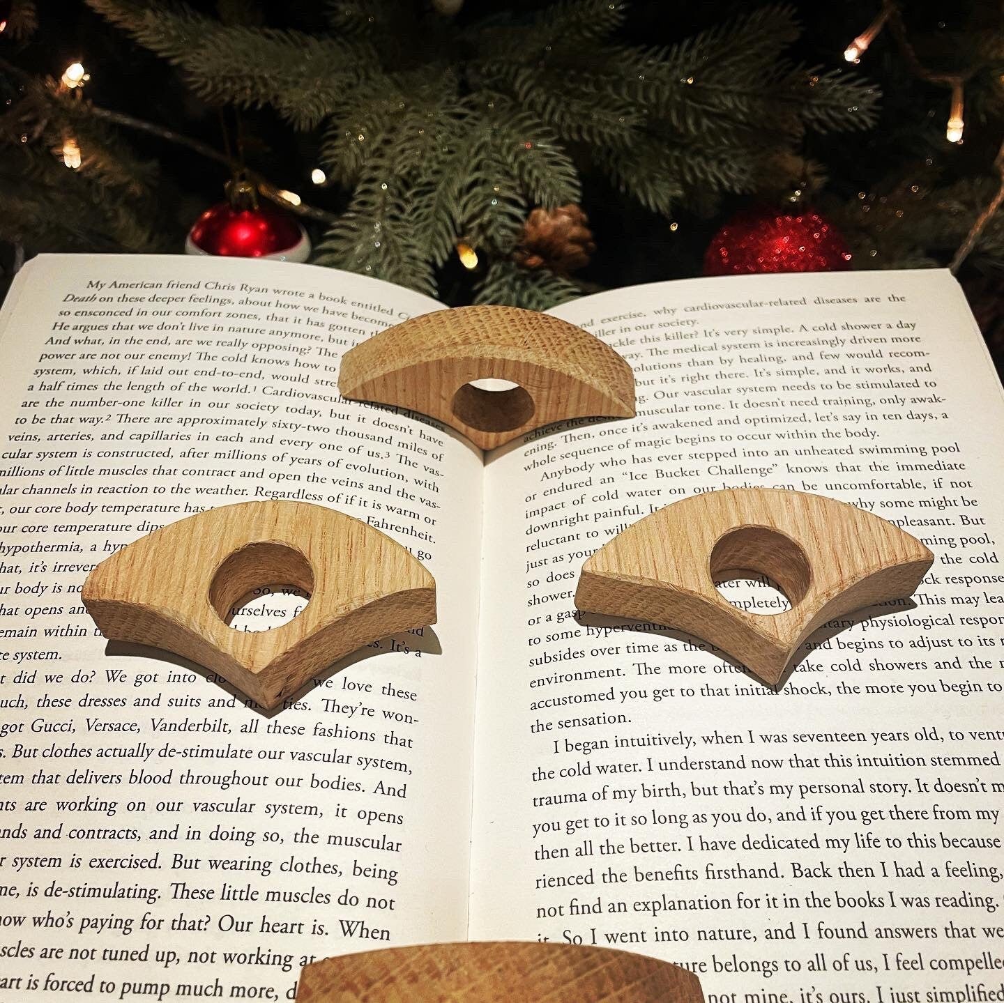 thumb ring book holder made from a whiskey stave