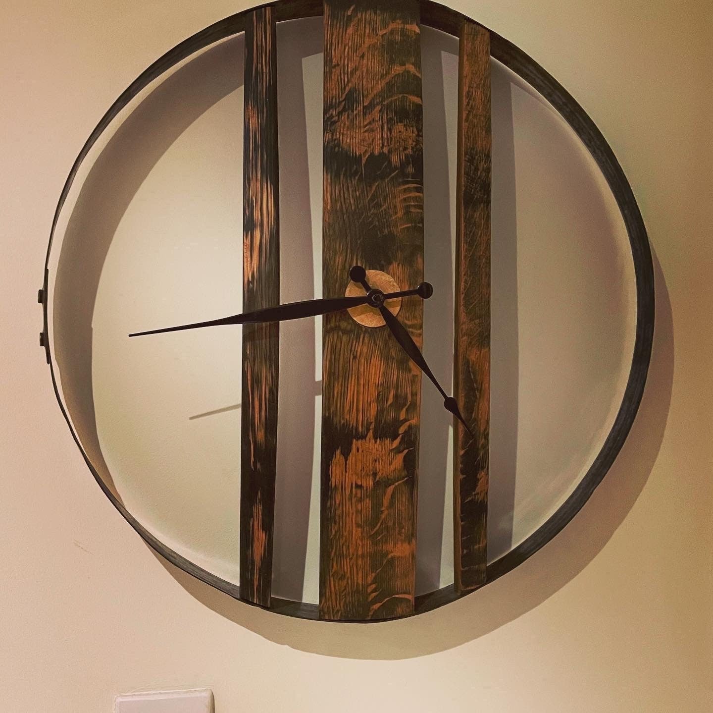 Whisky barrel ring and stave clock