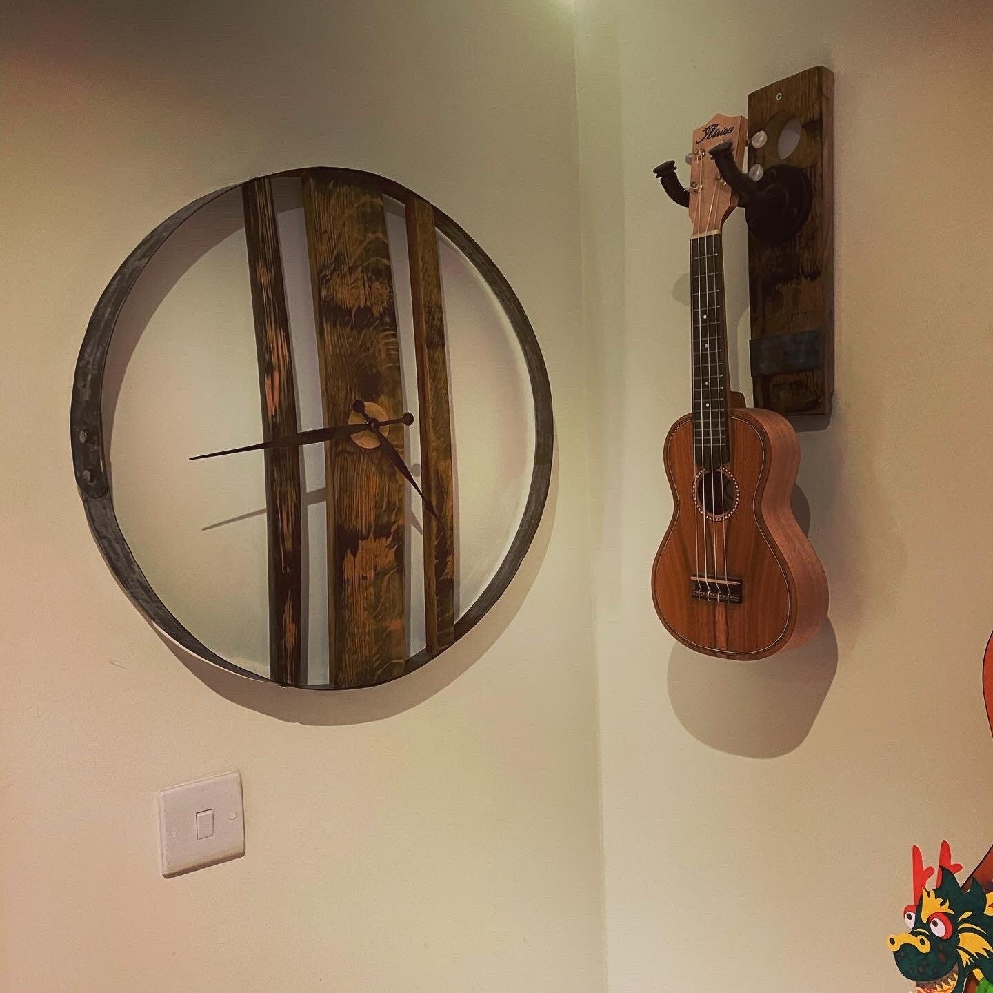 Whisky barrel ring and stave clock