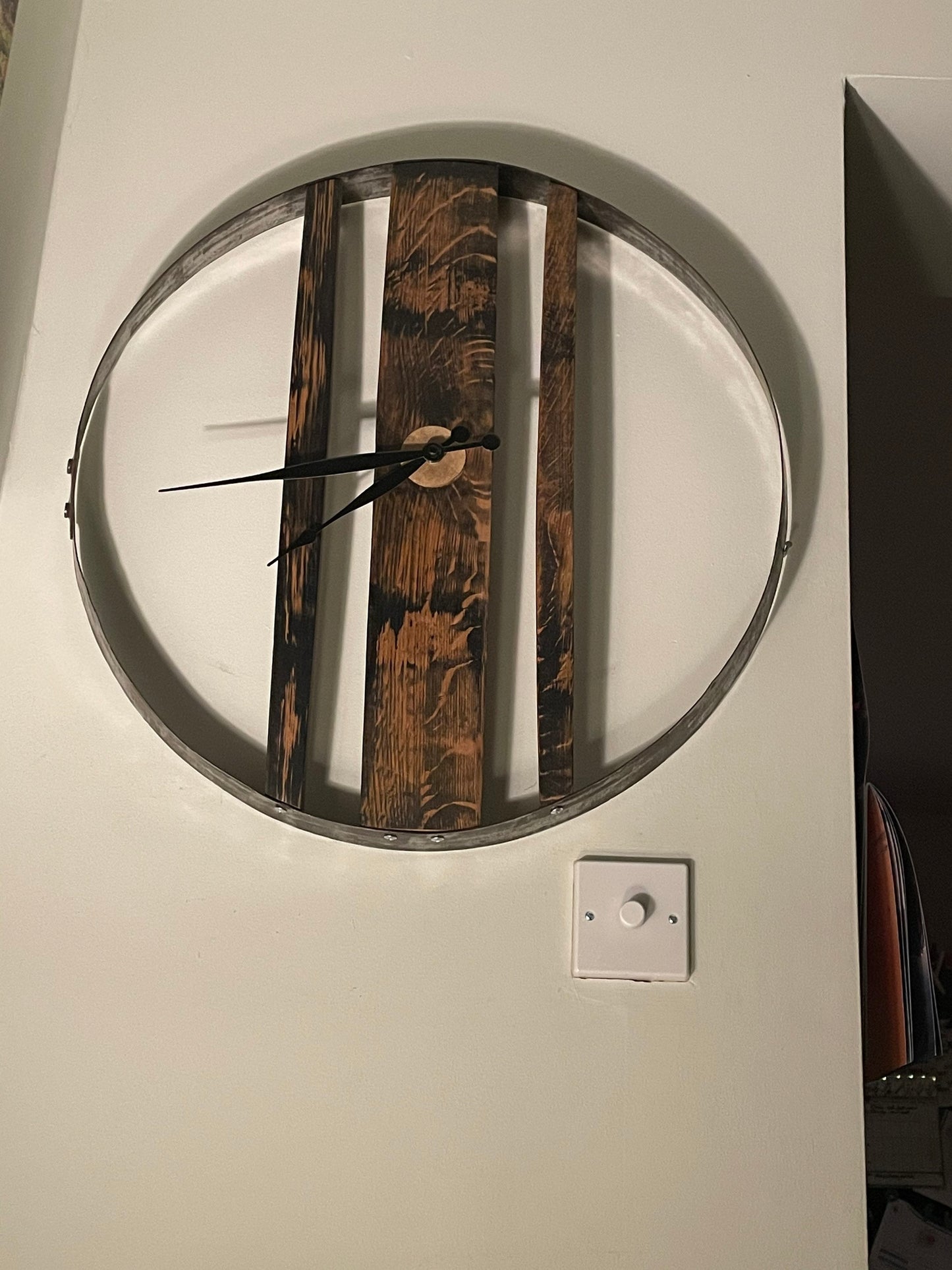 Whisky barrel ring and stave clock