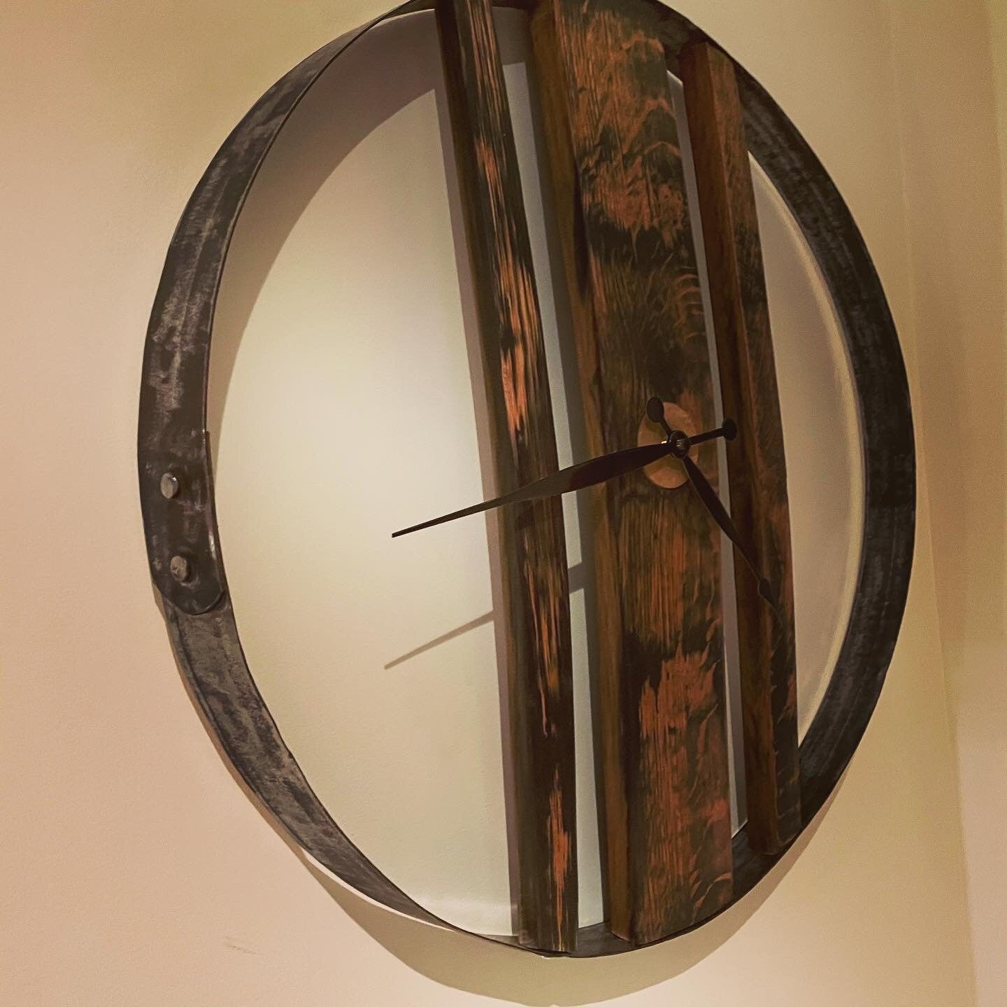 Whisky barrel ring and stave clock