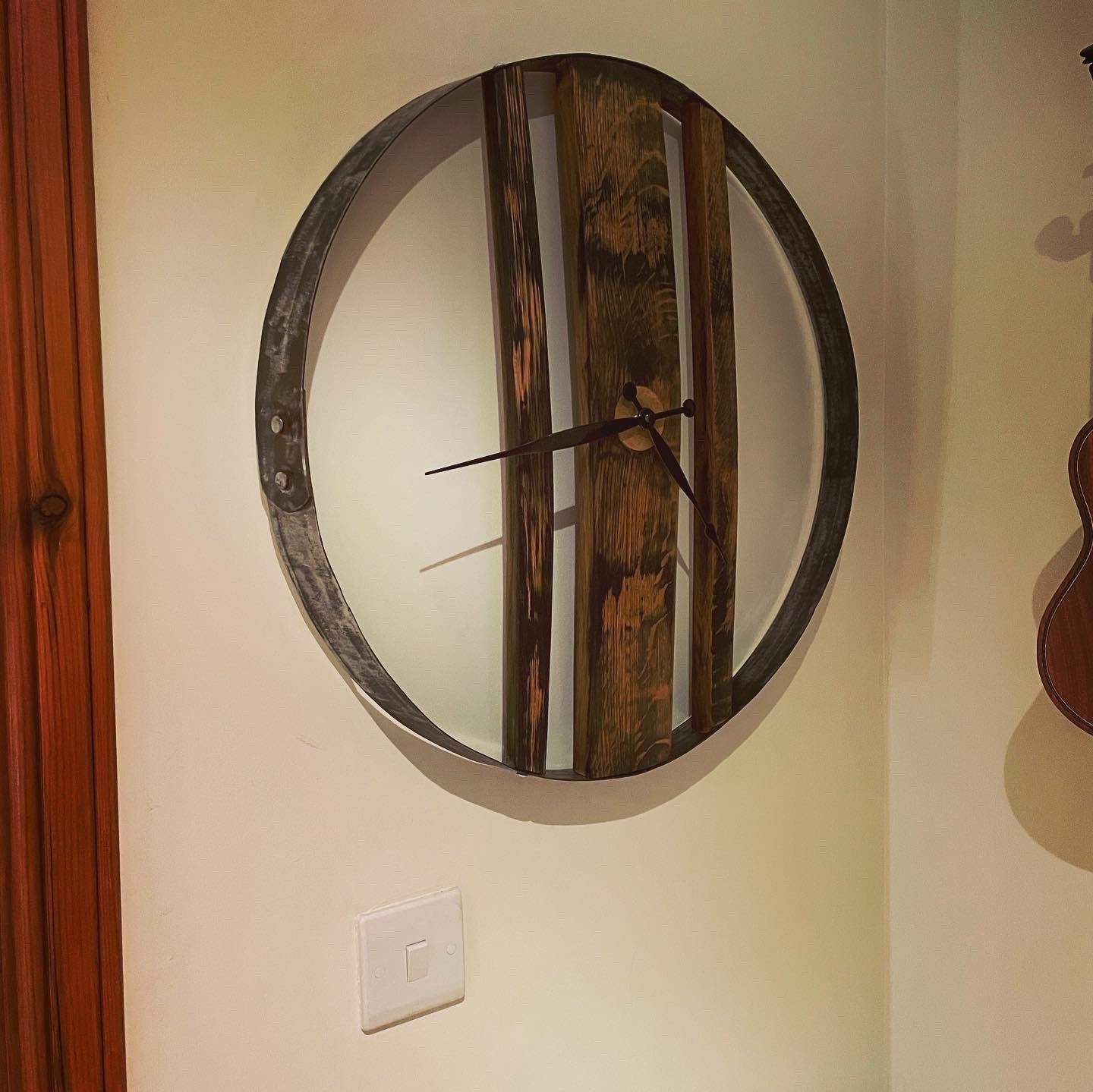 Whisky barrel ring and stave clock