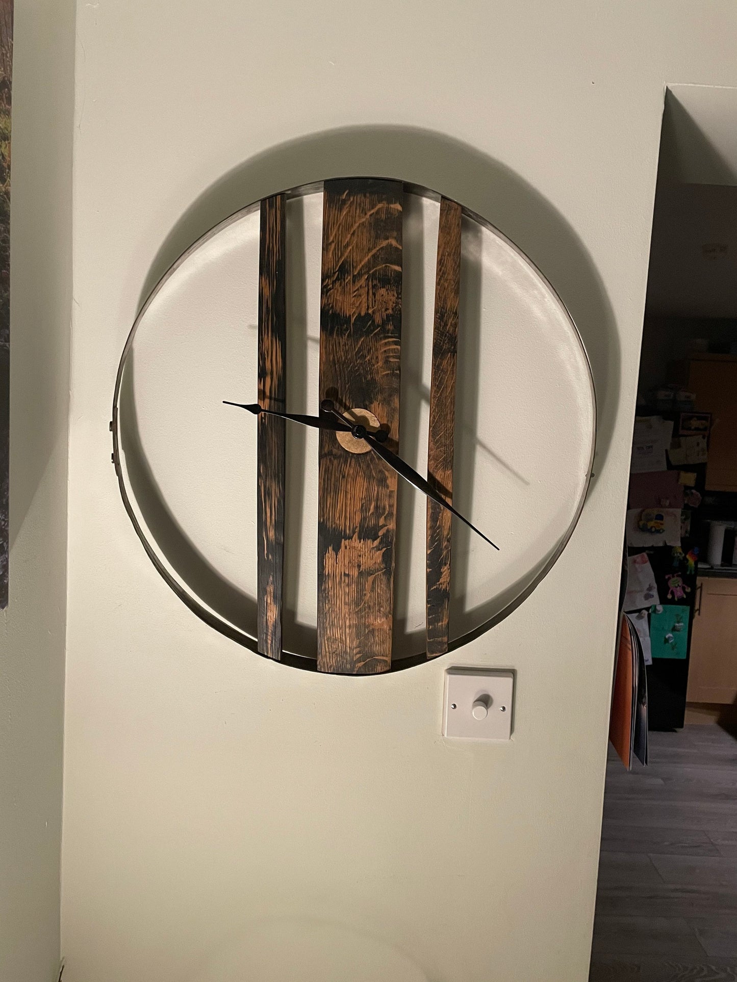 Whisky barrel ring and stave clock