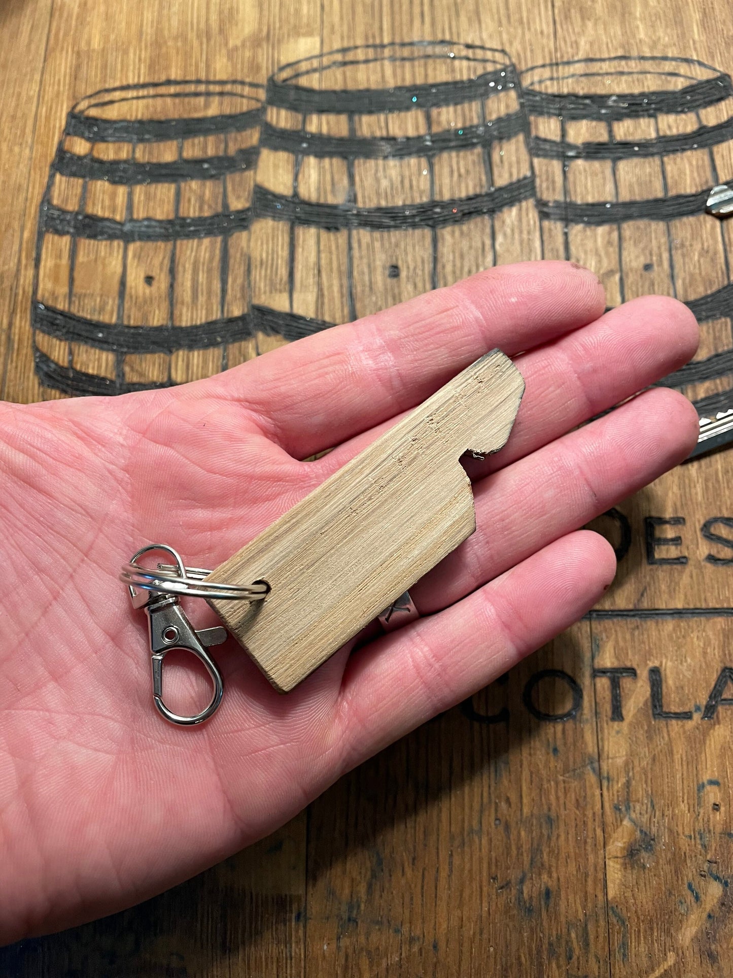 key ring from a whisky stave