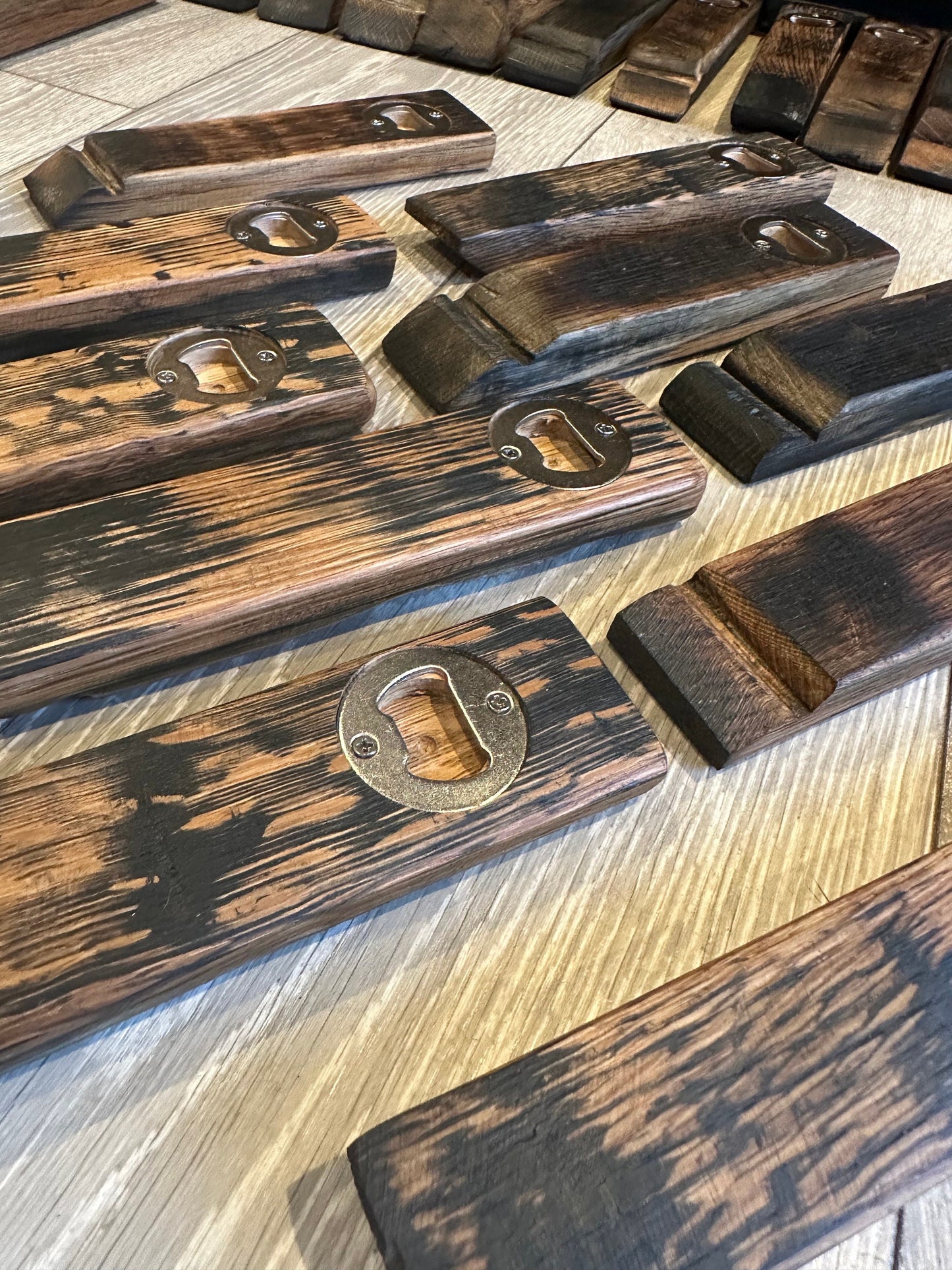 Whisky barrel stave bottle opener