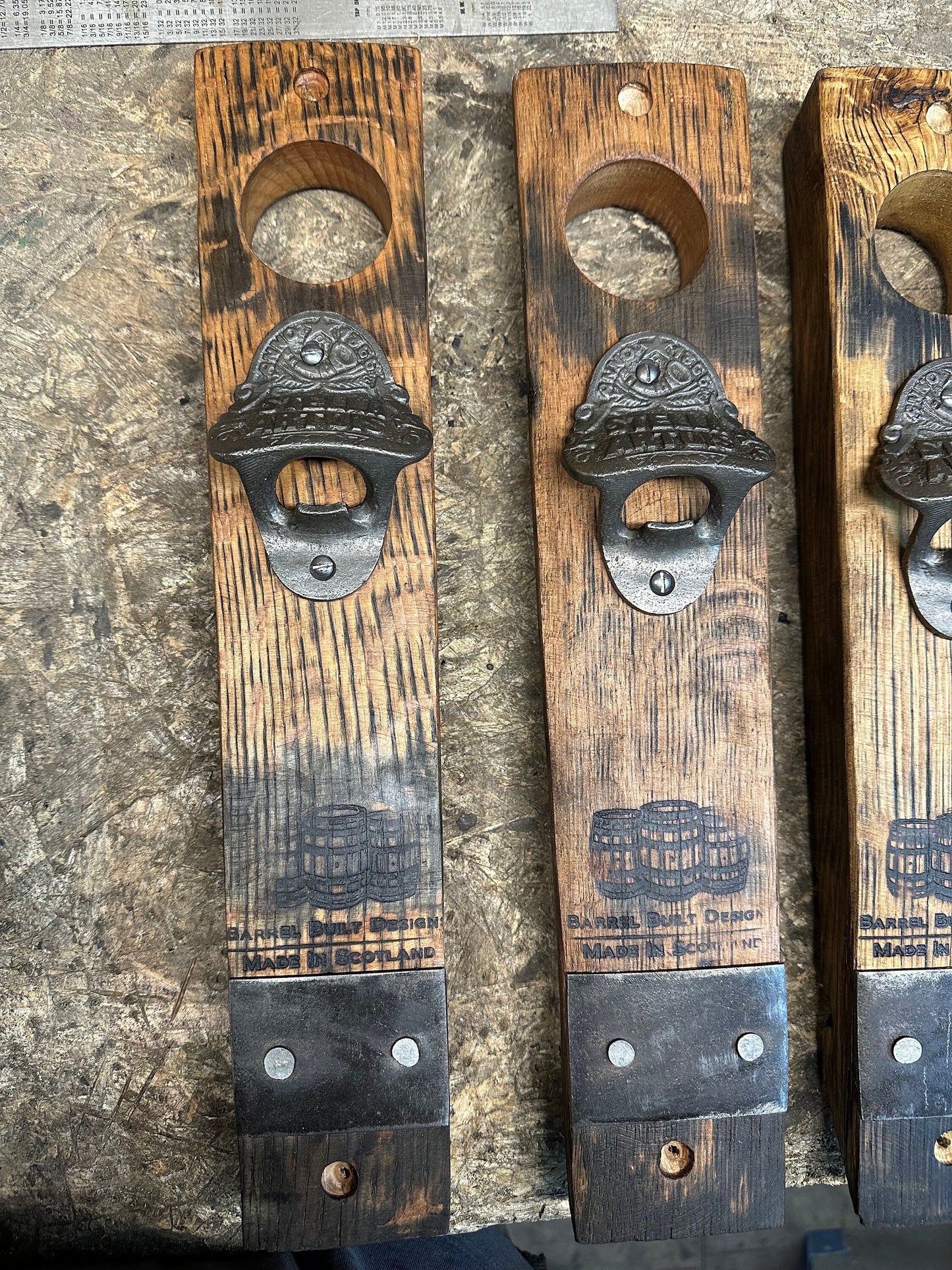 Oak whisky stave premium bottle opener / wall mounted bottle opener , Stella Artois bottle opener