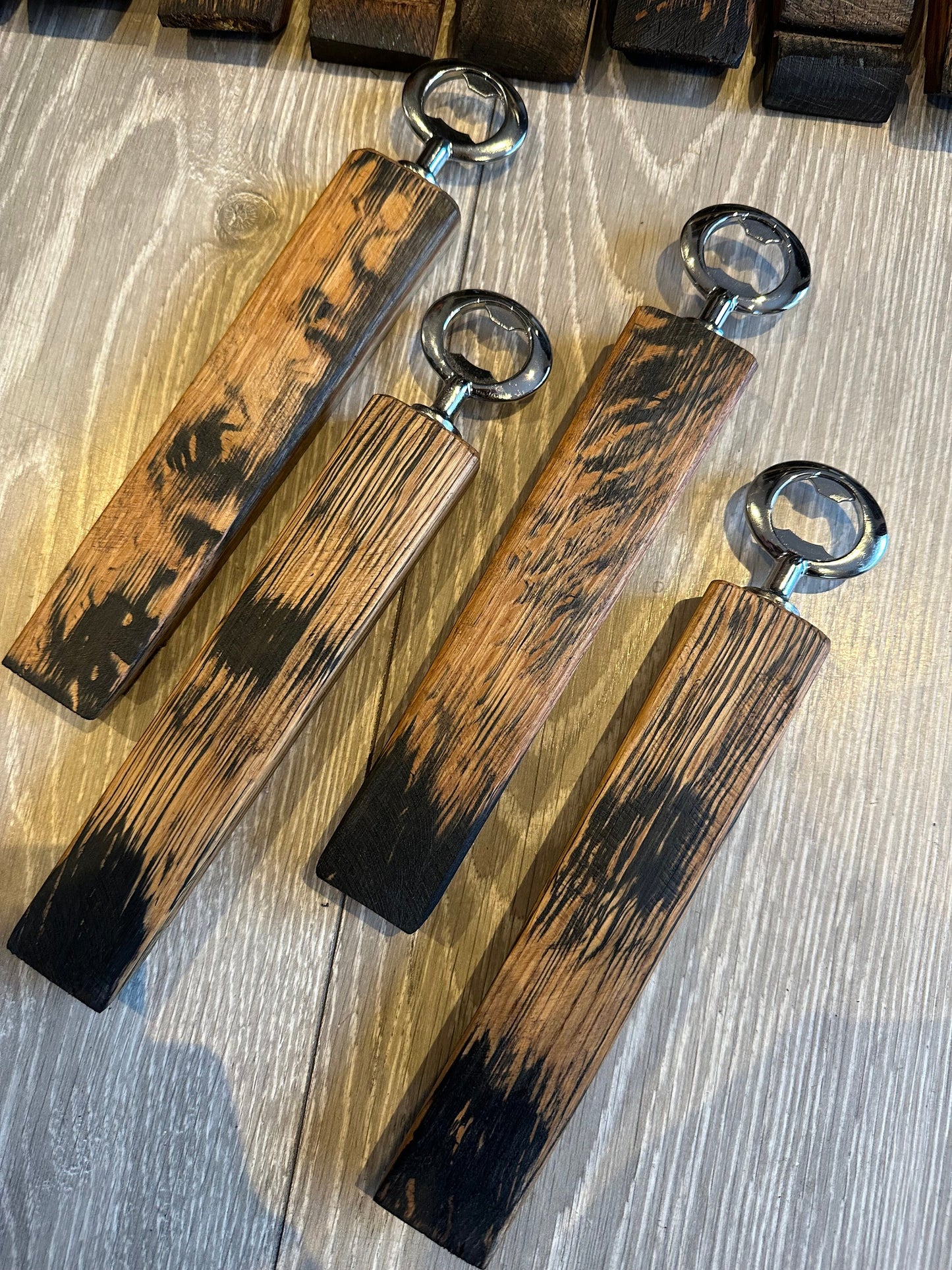 Whisky barrel stave bottle opener