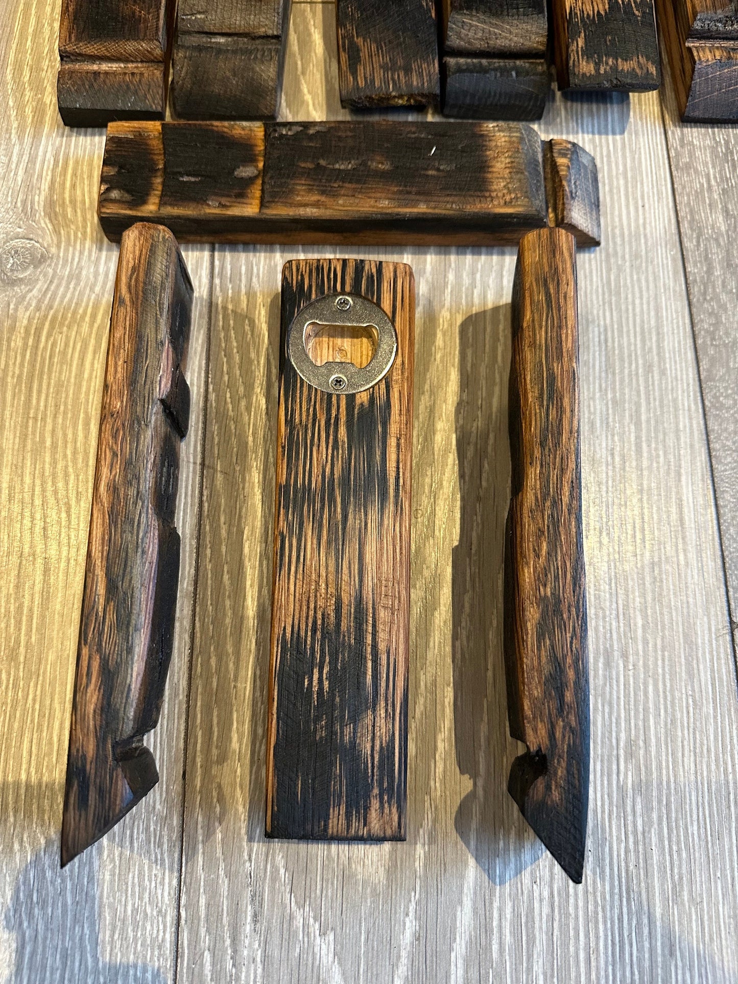 Whisky barrel stave bottle opener