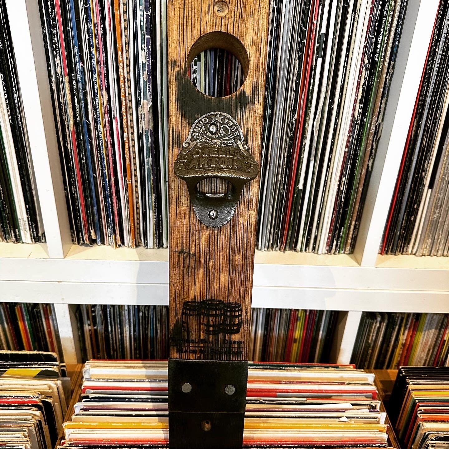 Oak whisky stave premium bottle opener / wall mounted bottle opener , Stella Artois bottle opener