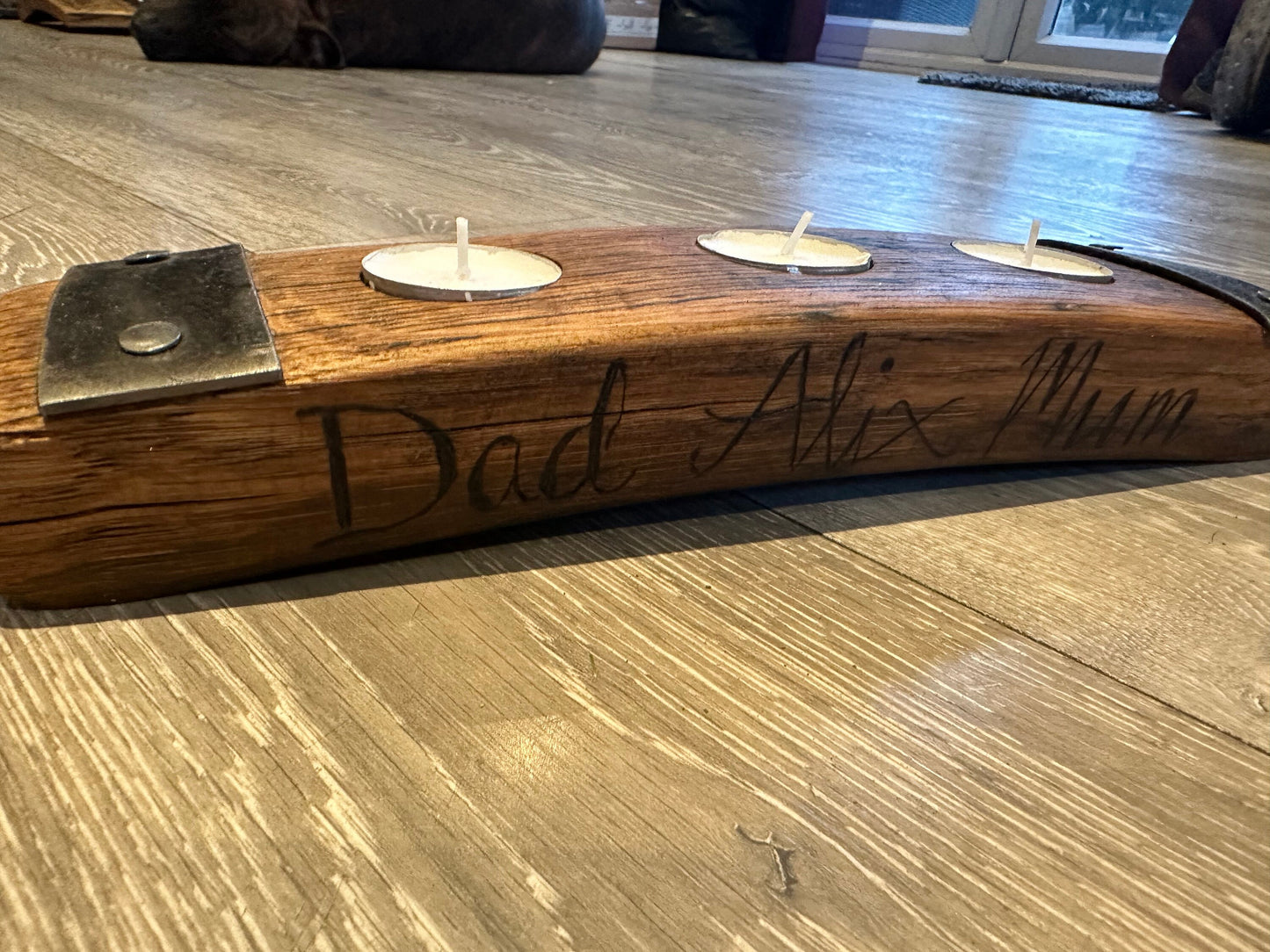 Whisky stave tea light / candle holder personalised Mother’s Day gift