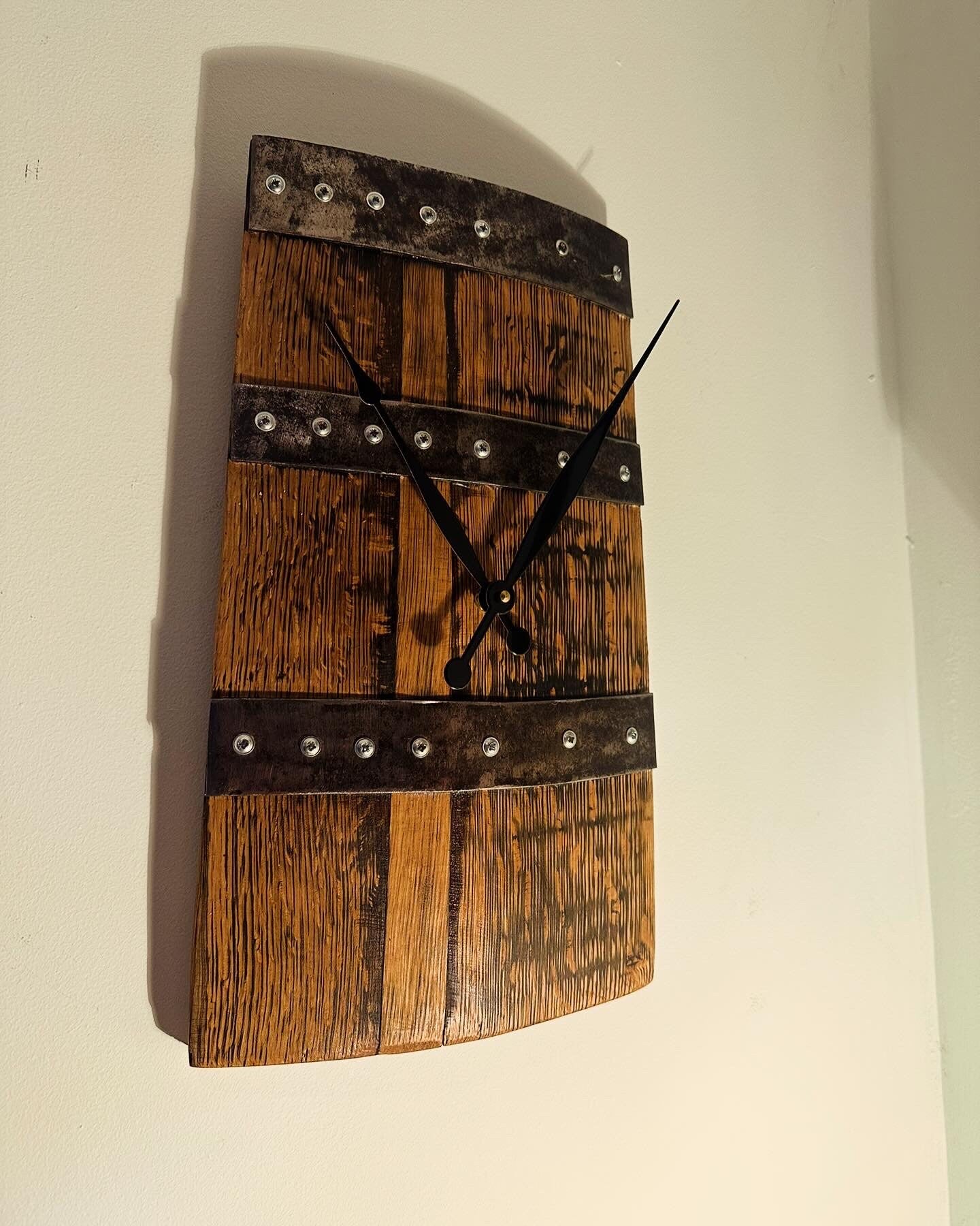 Whisky barrel wall clock.