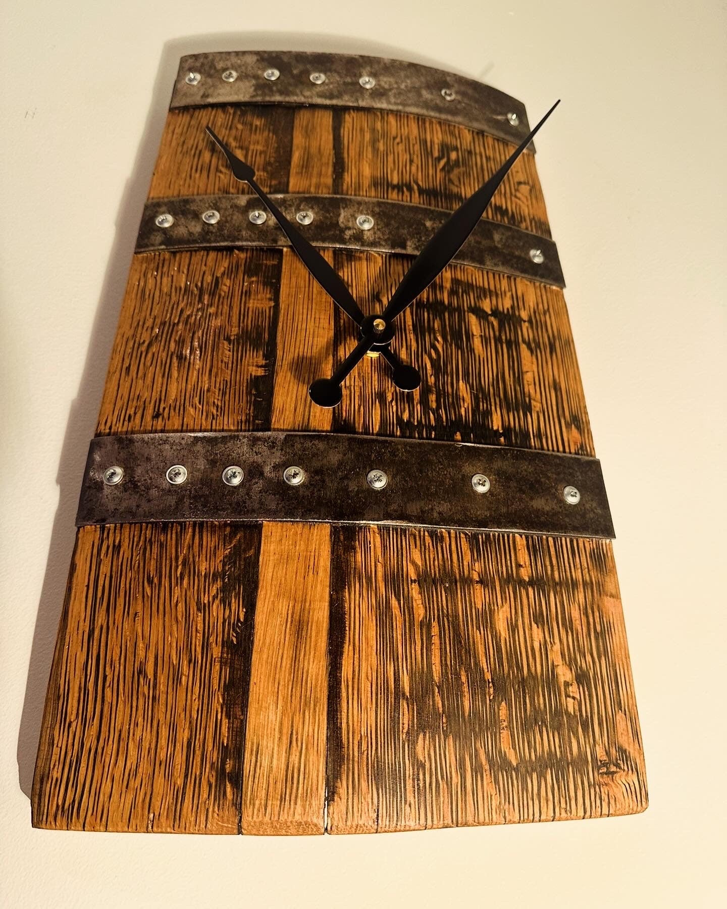Whisky barrel wall clock.