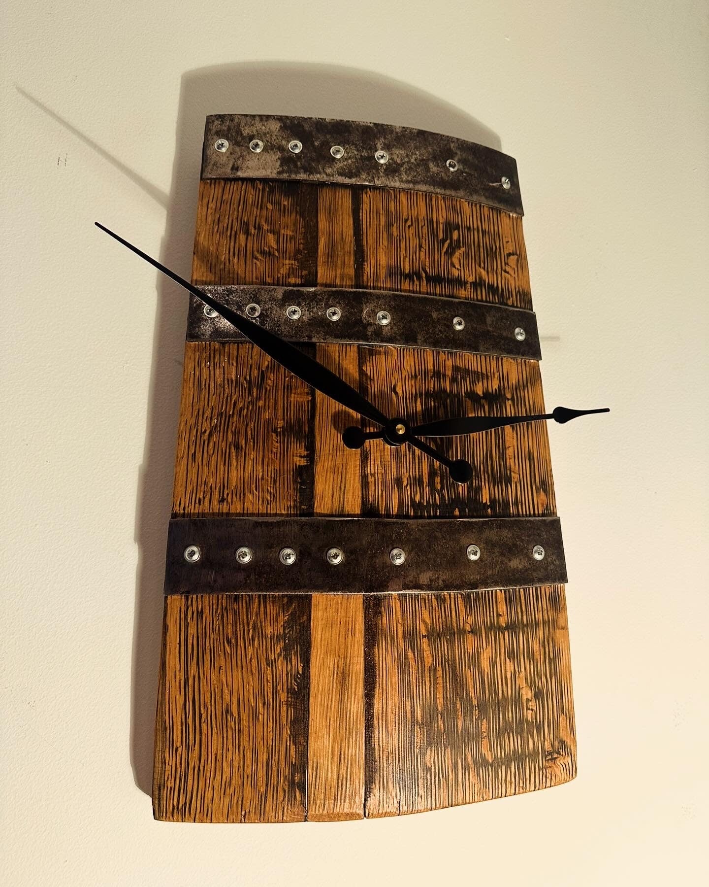Whisky barrel wall clock.