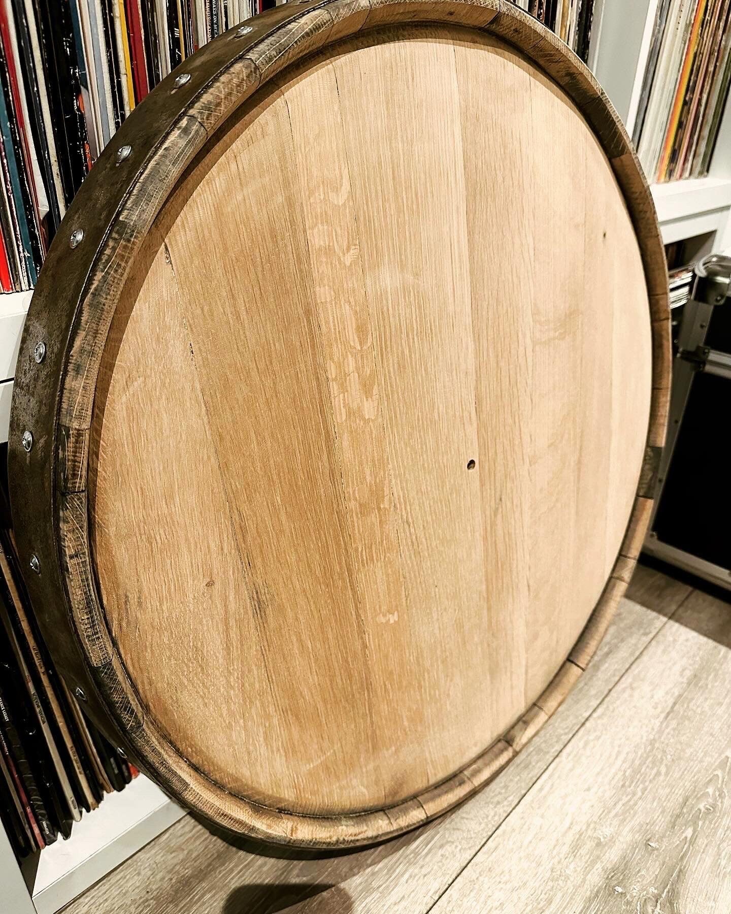 whisky barrel top wedding guest book clock alternative.