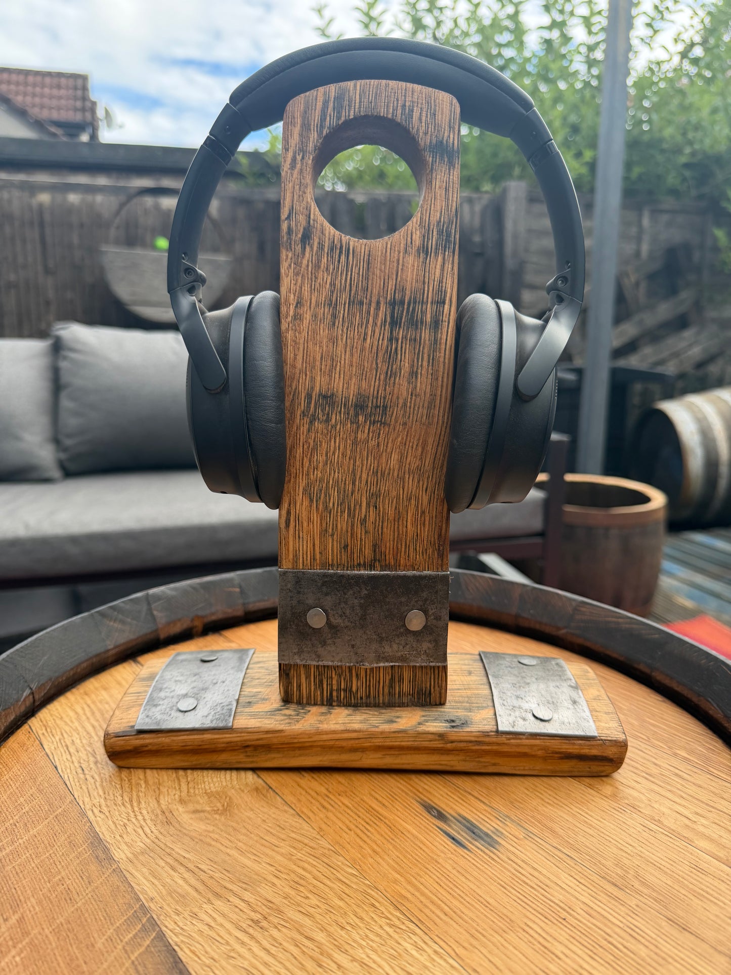 Bespoke Reclaimed Whisky Barrel Stave Headphone & Gaming Headset Holder