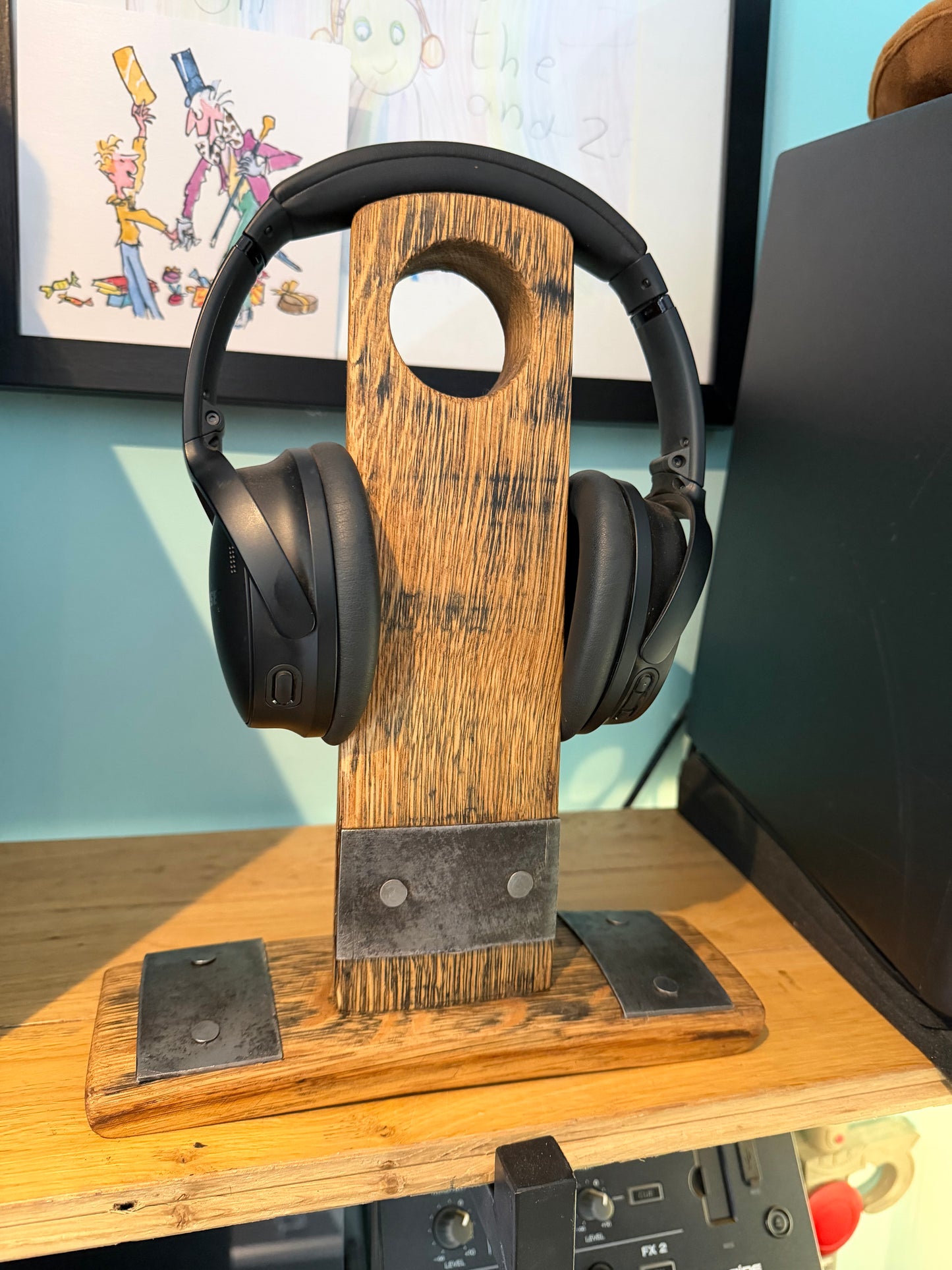 Bespoke Reclaimed Whisky Barrel Stave Headphone & Gaming Headset Holder