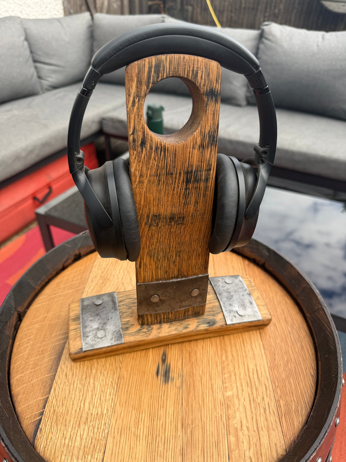Bespoke Reclaimed Whisky Barrel Stave Headphone & Gaming Headset Holder