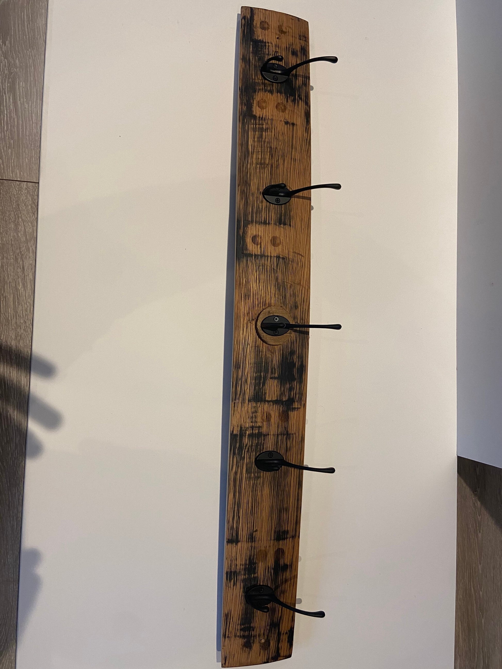 whisky barrel stave coat hook / coat rack