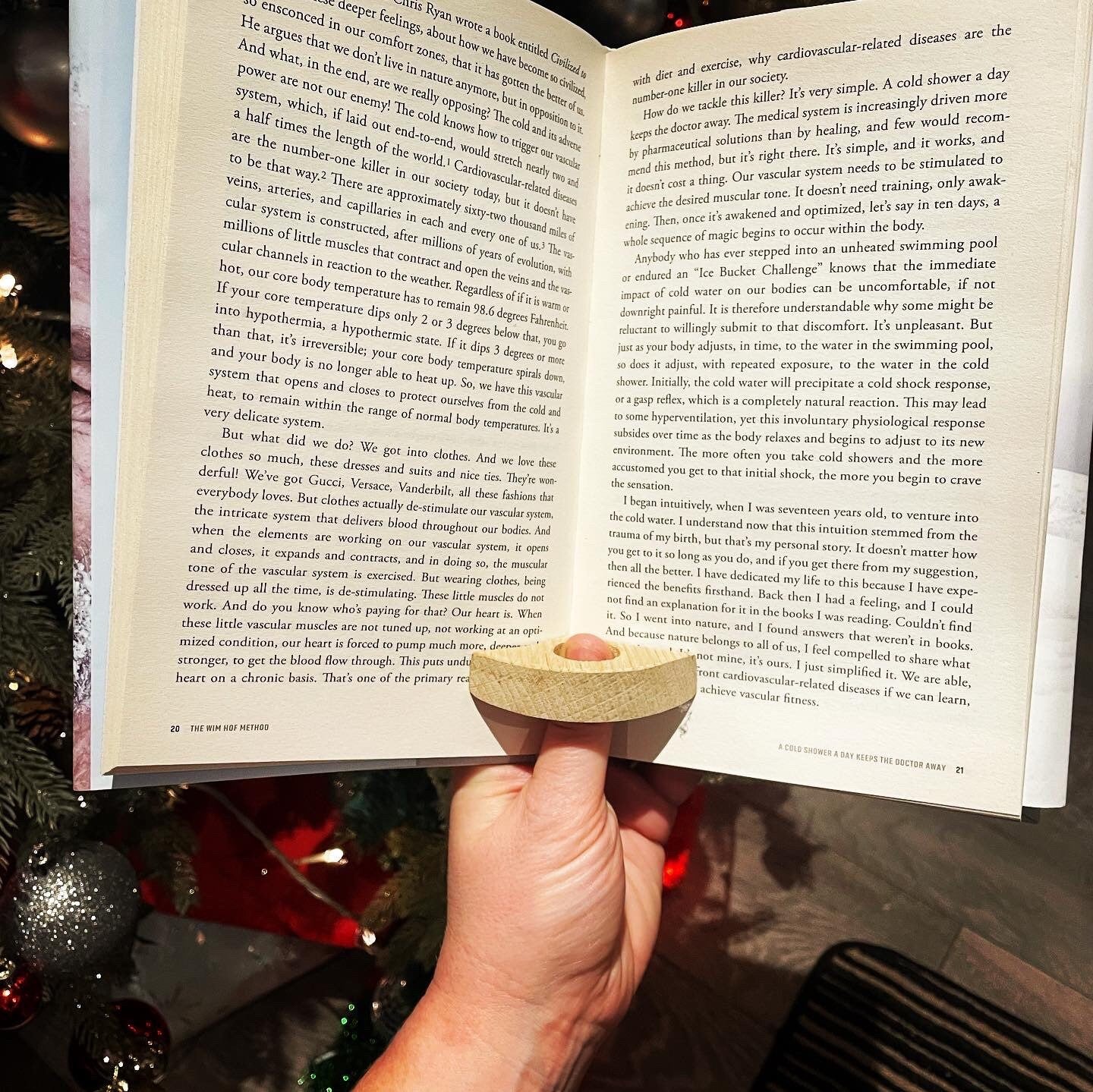 thumb ring book holder made from a whiskey stave