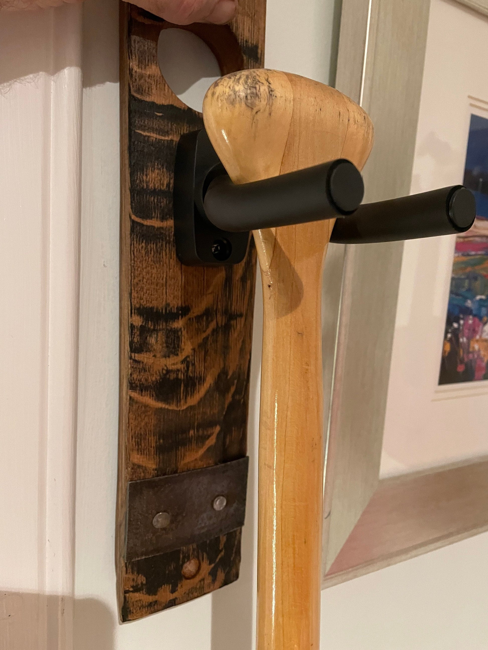 Whisky barrel Canoe / kayak paddle holder