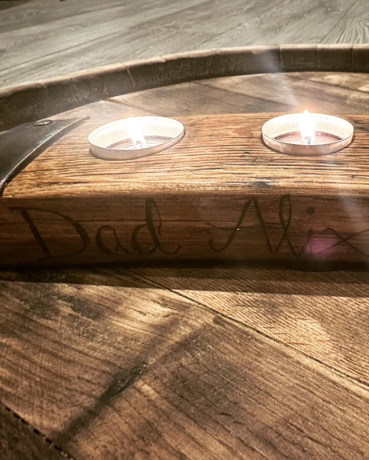 Whisky stave tea light / candle holder personalised Mother’s Day gift